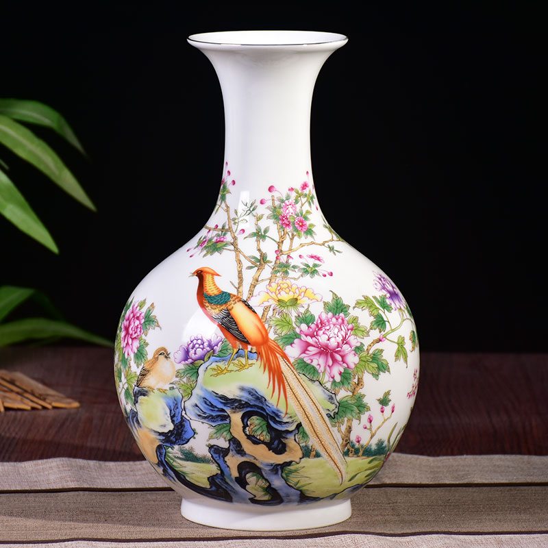 金弈祥景德镇陶瓷器新中式粉彩瓷花瓶工艺品客厅摆件家居玄关装饰品