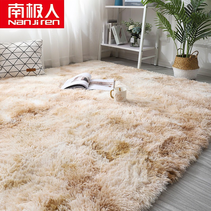 南极人NanJiren 客厅卧室沙发地毯 140*200cm 加厚长绒丝毛茶几地毯满铺床边毯 驼色