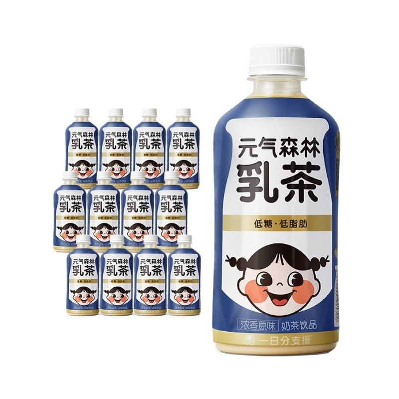 yuan気森林元气低糖低脂奶茶乳茶450ml*12瓶装 原味乳茶
