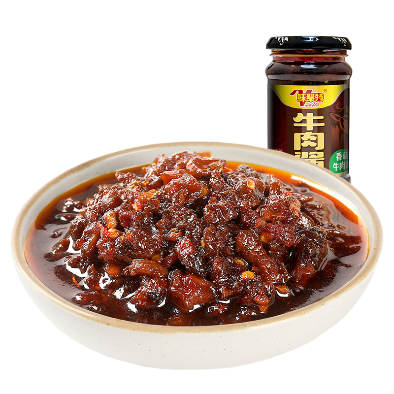 味聚特牛肉醬210每瓶香菇牛肉醬下飯菜拌飯醬四川特產(chǎn)香辣牛肉醬下飯醬 【2瓶】280g香菇牛肉醬