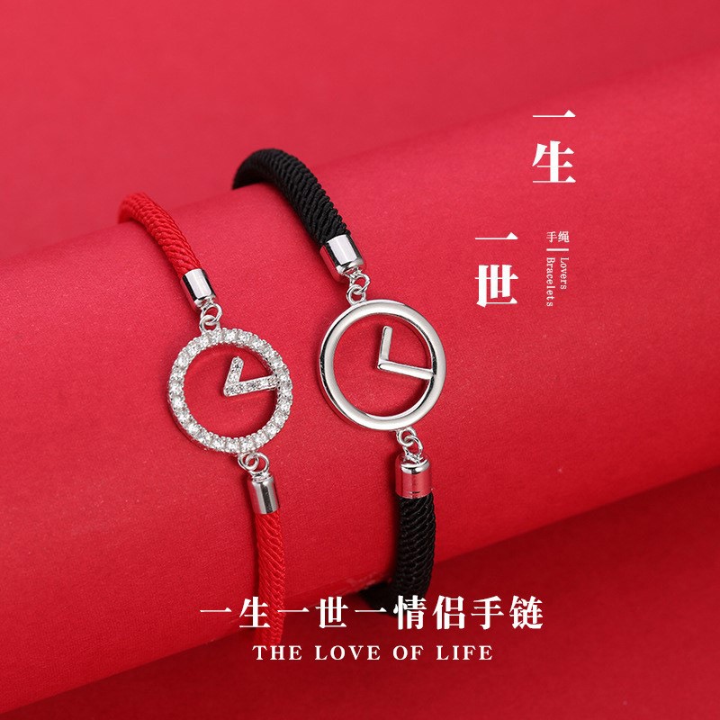 dr graffcarny情侣手链一对手链女925银男女款时针饰品学生闺蜜生日