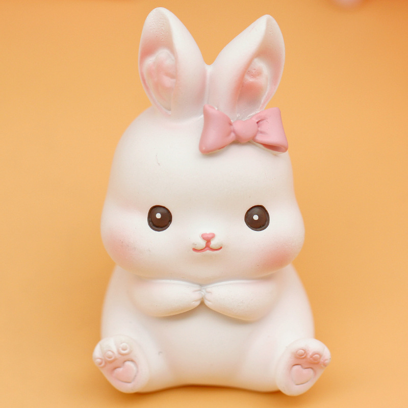 bgtqz仿真动物可爱兔子模型玩偶汽车摆件创意烘焙生日蛋糕装饰公仔