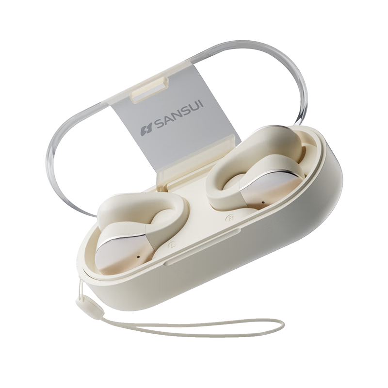 SANSUI 山水 TW90 蓝牙耳机 不入耳开放式 骨传导概念无运动跑步通话降噪 适用于华为苹果小米