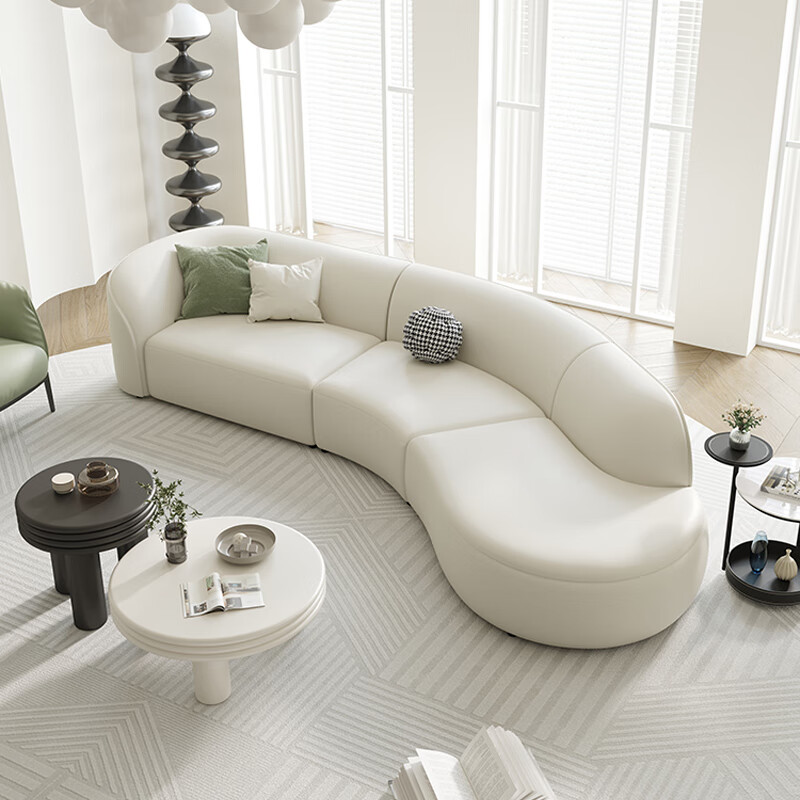 现代轻奢沙发简约弧形异形设计师客厅网红ins风科技布沙发 2.7米右贵妃组合 科技布+海绵坐靠