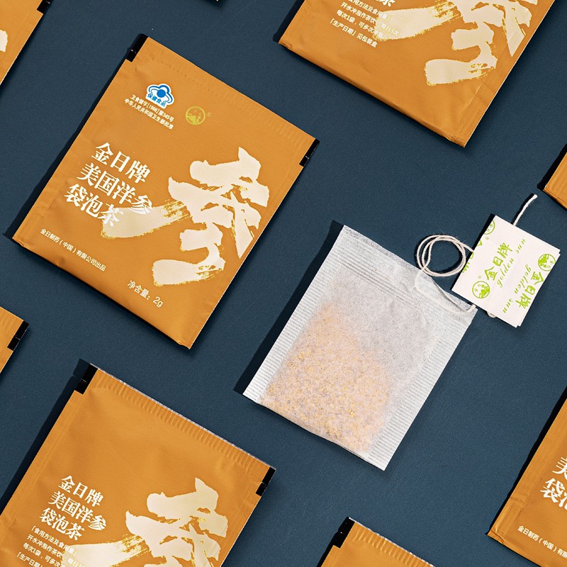 金日美国洋参袋泡茶参茶花旗参茶抗疲劳西洋参片礼盒送礼保健品 2g*10袋