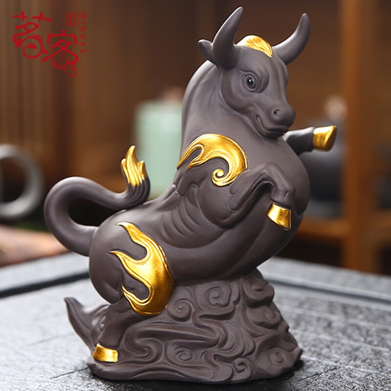 茗客牛茶虫紫砂可养招财茶具茶桌茶宠摆件精品茶道牛转乾坤牛气冲天