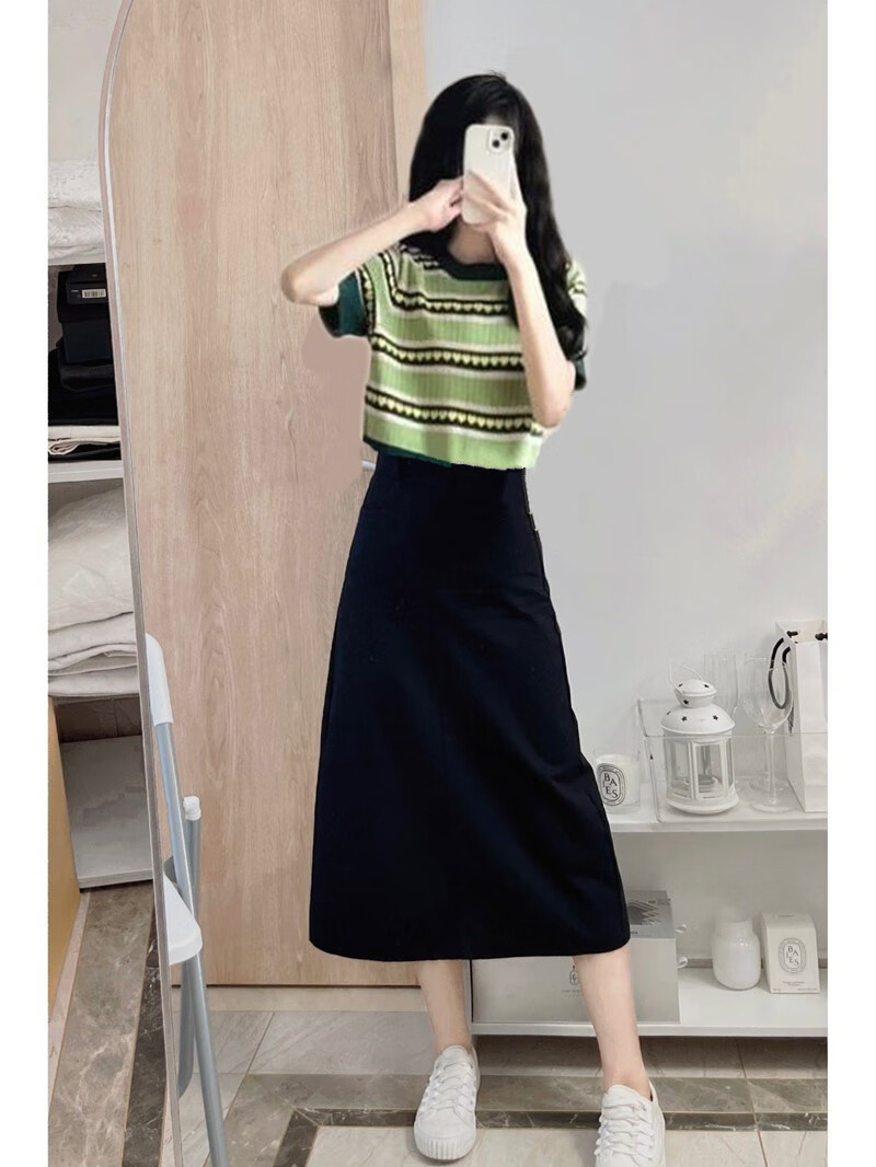 俏娃宝贝搭配半身裙的上衣夏季洋气百搭款女短袖小个子可盐可甜盐系穿