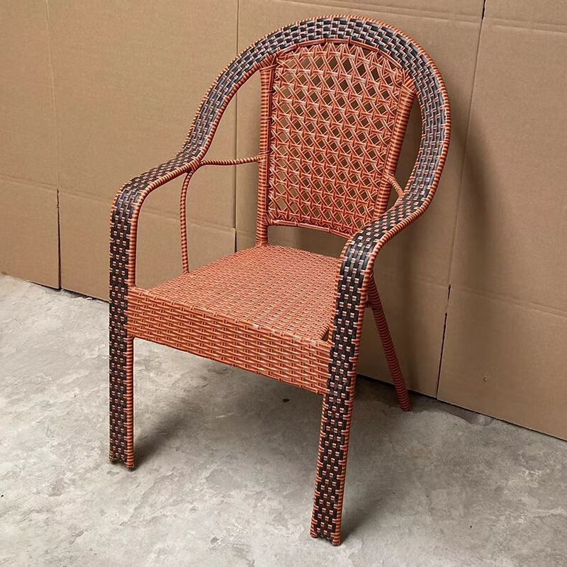 朵貌德国品质加大加固款带扶手椅子靠背椅藤编椅子室外椅子午休PE手工 黑棕色- 2把加大加固藤椅