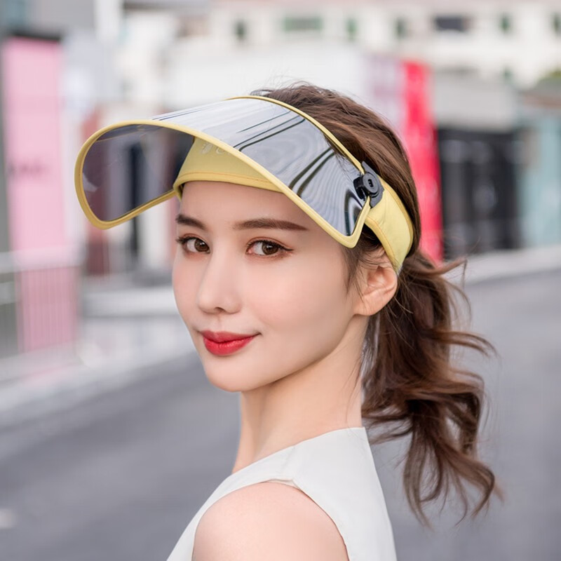 栀锦大镜片遮阳帽夏女士休闲太阳帽防飞沫空顶帽透气大沿帽骑行帽子 黑色 适合56-58cm头围左右