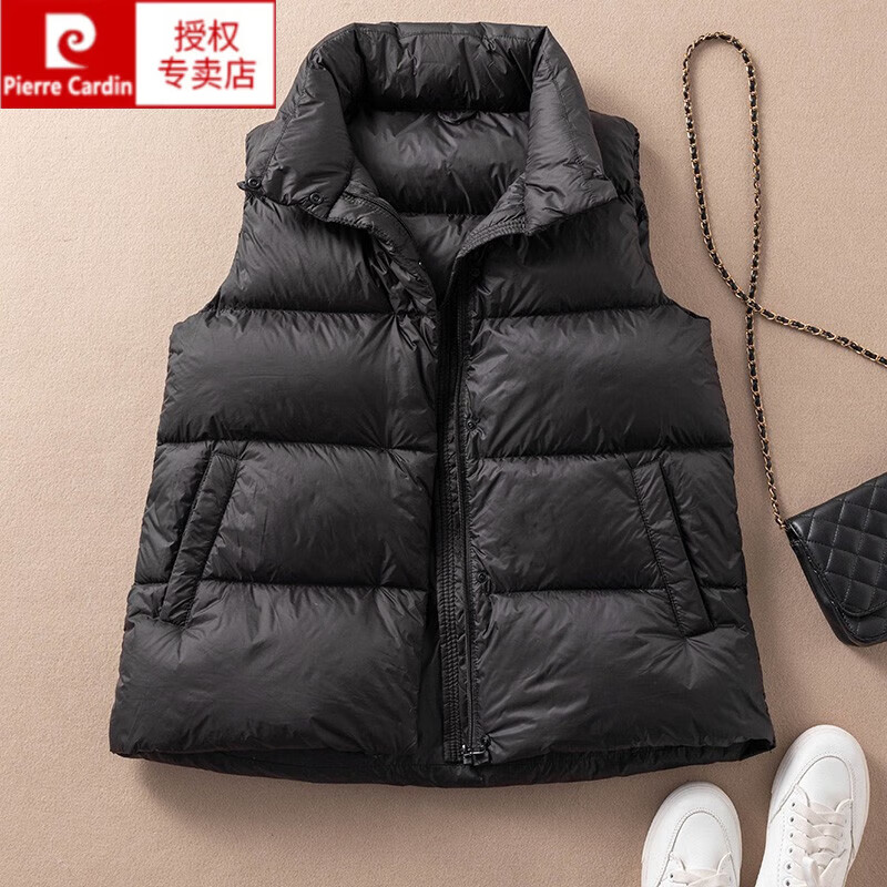 皮尔卡丹(pierre cardin)品牌黑色羽绒马甲女款2023年新款羽绒马夹女