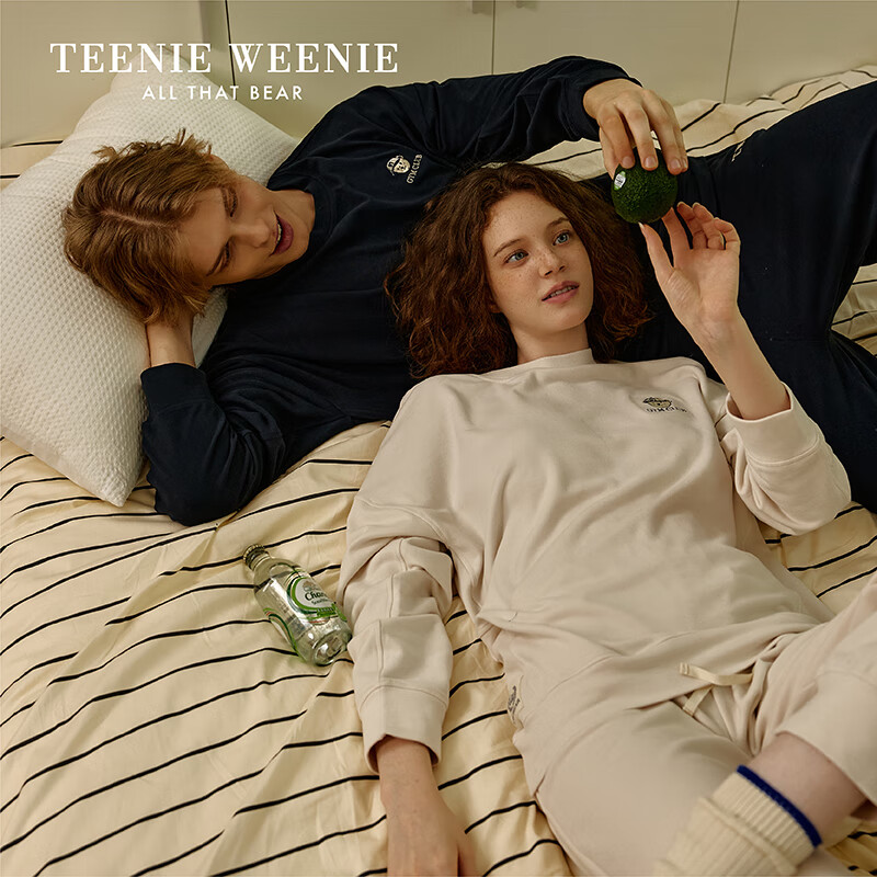 Teenie Weenie小熊睡衣女长袖套装2024新款高级感秋冬季女士家居服 白玉色（女款） L 京东折扣/优惠券