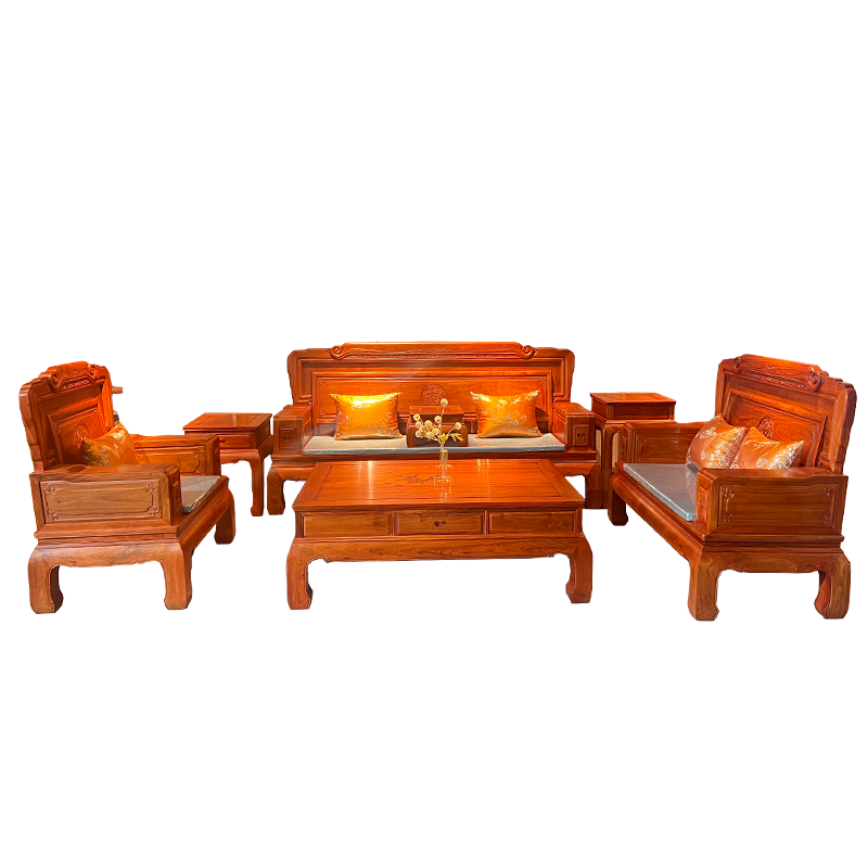 極美格 紅木家具緬甸花梨(學(xué)名:大果紫檀)沙發(fā) 全實(shí)木沙發(fā)客廳套裝組合中式仿古新古典家具