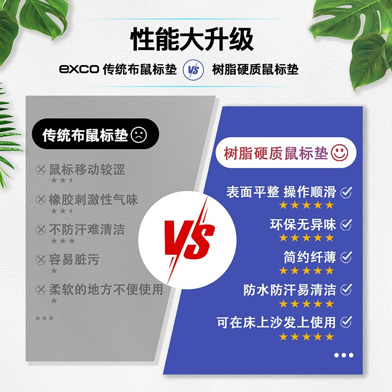EXCO树脂硬质鼠标垫小垫 笔记本电脑鼠标垫小号垫子便携办公苹果滑垫外设 灰色 240x190x2mm