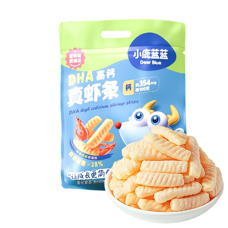 小鹿藍(lán)藍(lán)鮮蝦片蝦條DHA高鈣鮮蝦片真蝦片蝦條零反式脂肪酸 【蝦條家庭裝1袋】?jī)?nèi)含8小袋