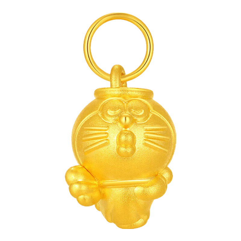 潮宏基 哆啦A夢聯(lián)名黃金吊墜女足金串珠送寶寶生日禮物小版TK圣誕禮物 要親親 贈銀鏈