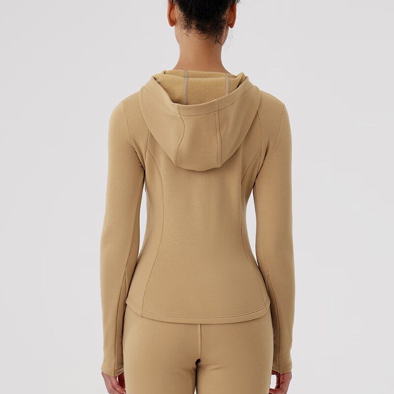 TAGX 探观女式抓绒连帽上衣女早春新款抑菌轻薄柔软耐磨修身运动保暖外套女 礁石黑 M