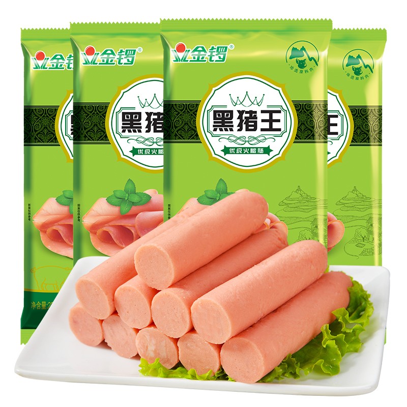 金锣火腿肠黑猪王香肠224g*4袋 肉类休闲零食