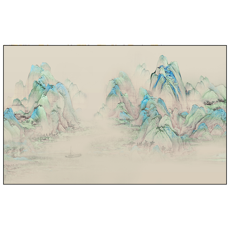 画布屏风纱画半透定制山水折屏座屏双面画高密纱油画布 半透乔其纱 整