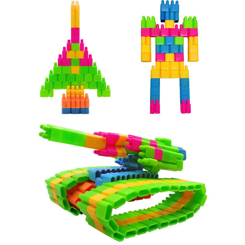 爱乐心 弹头积木马卡龙色塑料拼插自由拼装玩具幼儿园diy启蒙早教玩具