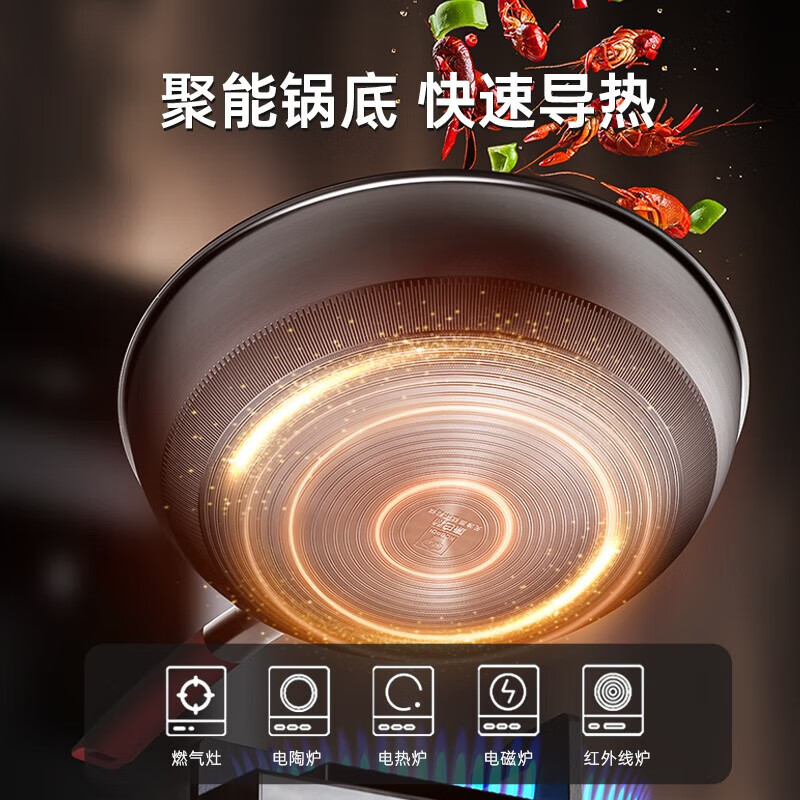 康巴赫钛炒锅无涂层钛板材炒锅家用送礼红礼盒炒菜锅钛锅电磁炉灶台通用 【无涂层】纯钛板材煎炒锅 28cm