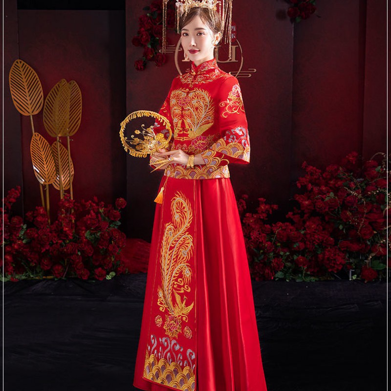 中式婚礼新娘服装秀禾服新娘结婚秀禾显瘦嫁衣出阁服敬酒礼服中式喜服