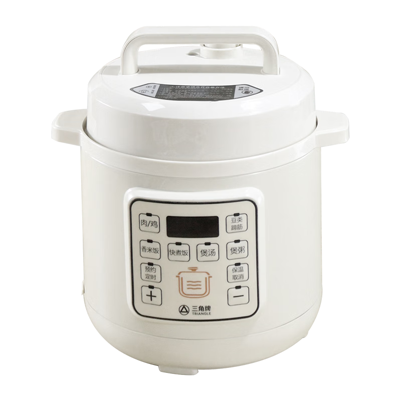 三角牌（Triangle）电压力锅 高压锅家用多功能高压快煮智能预约小型电饭煲电饭锅 6.0升米白电压力锅-304钢胆 6.0L