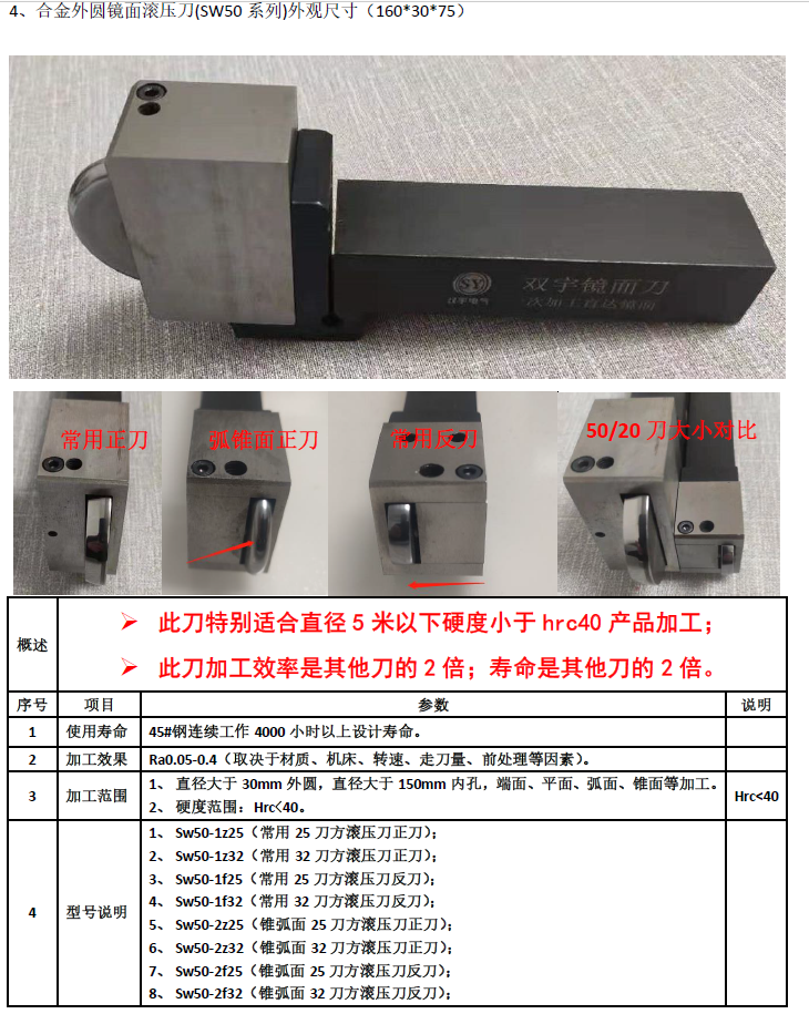 双宇合金外圆镜面滚压刀挤压刀压光刀滚光刀挤光刀抛光工具不锈钢磐之
