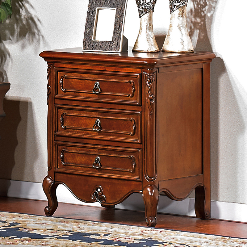 美式实木床头柜欧式复古简约床边柜主卧床头柜卧室家具 a款(长600*宽4