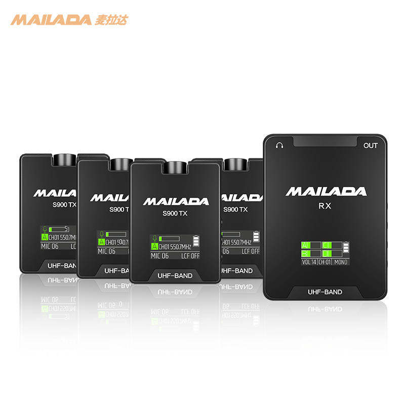 麦拉达（mailada） S900小蜜蜂无线麦克风领夹式手机直播设备单反摄相机采访录音话筒电脑收音器 S900Q黑色一拖四