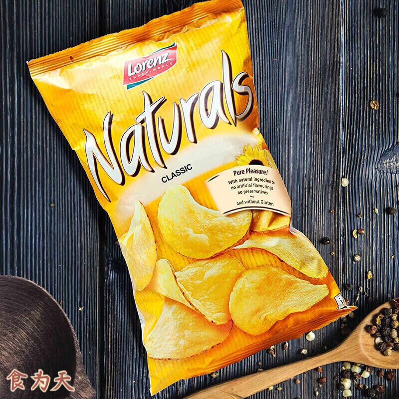 勞侖茲（Lorenz）勞侖茲德國進(jìn)口薯片100g4袋原切薄脆片休閑零食大包裝膨化土豆片 經(jīng)典原味薯片100g*4袋