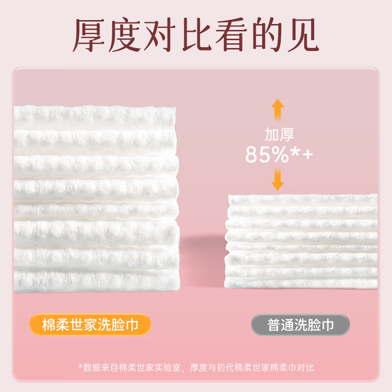 棉柔世家悬挂式洗脸巾100抽婴儿绵柔巾一次性化妆卸妆棉干湿两用绵柔纸巾 【粉小兔】升级加厚5包