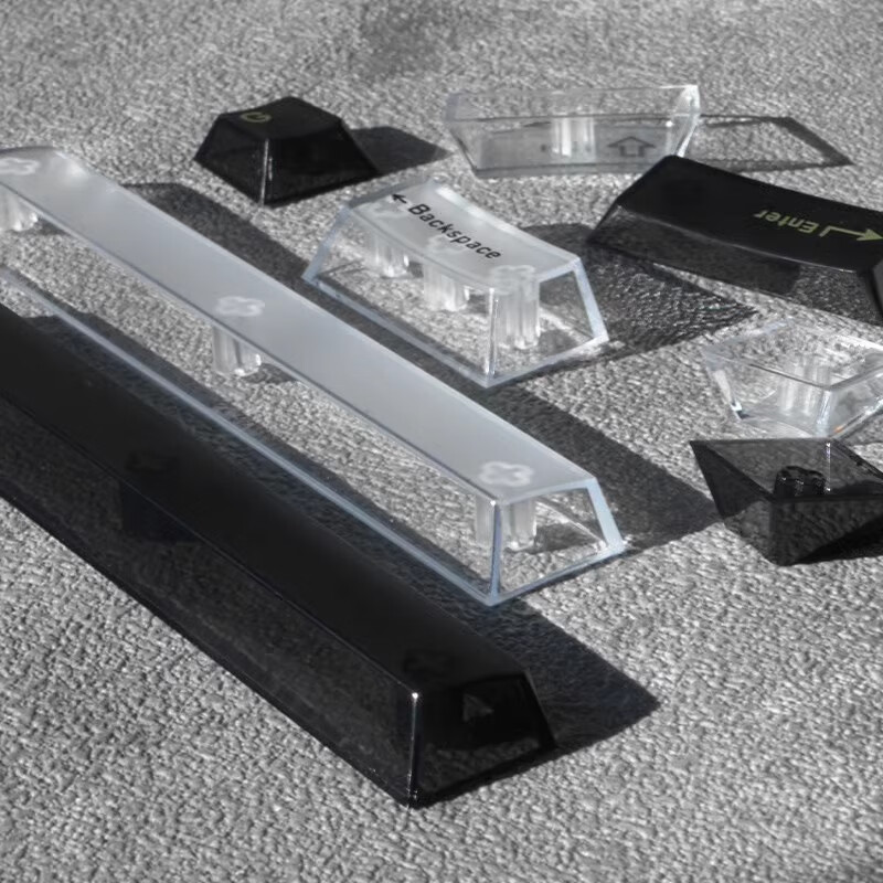 腹灵极昼原厂侧刻键帽机械键盘PBT透光原厂高度渐变68 87 96 104 暮黑透键帽87键【仅适配61/87】