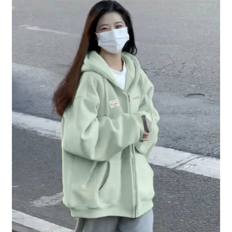 减龄外穿上衣服山东即墨连帽外套生春秋季韩系 薄荷绿外套【秋季】 s