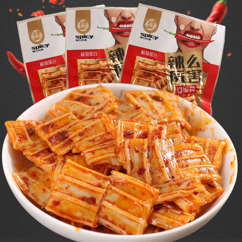 客满乐辣么厉害q脆骨26g/袋 香辣麻辣豆制品零食辣条风味粉皮 辣么