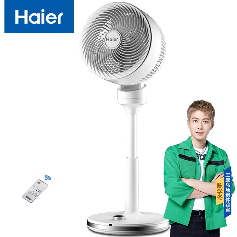 海尔 Haier 家用空气循环扇卧室轻音遥控电风扇变频节能客