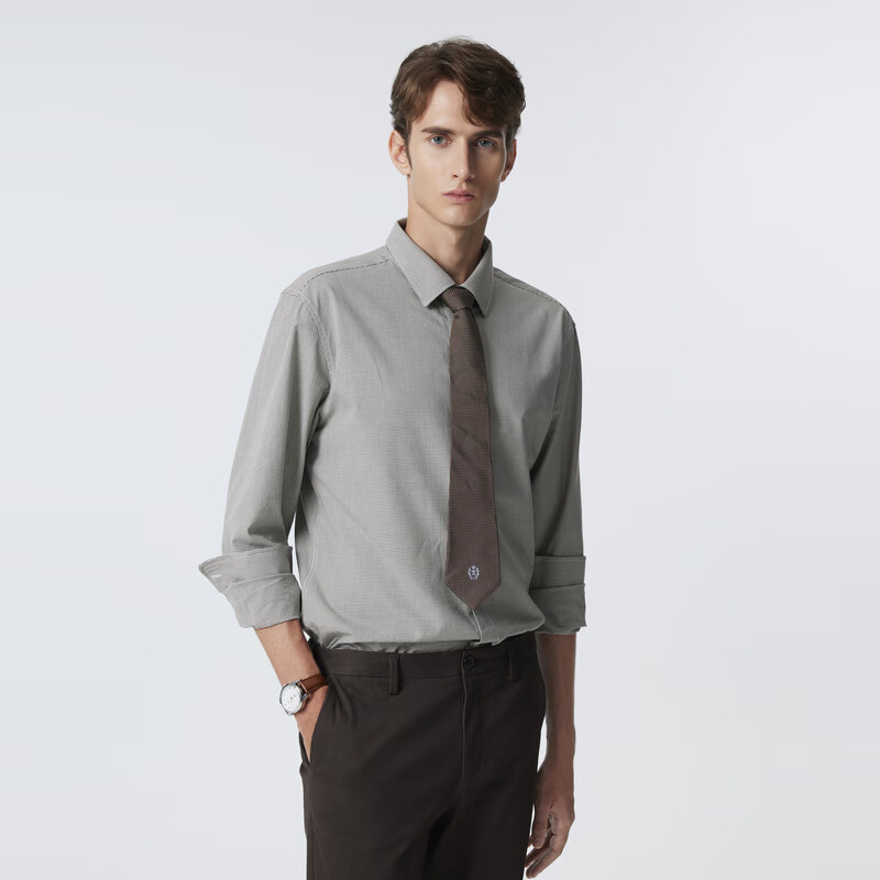 Scofield男士24年新款秋季通勤简约棉质商务休闲时尚多色长袖衬衫 绿色 M (170)