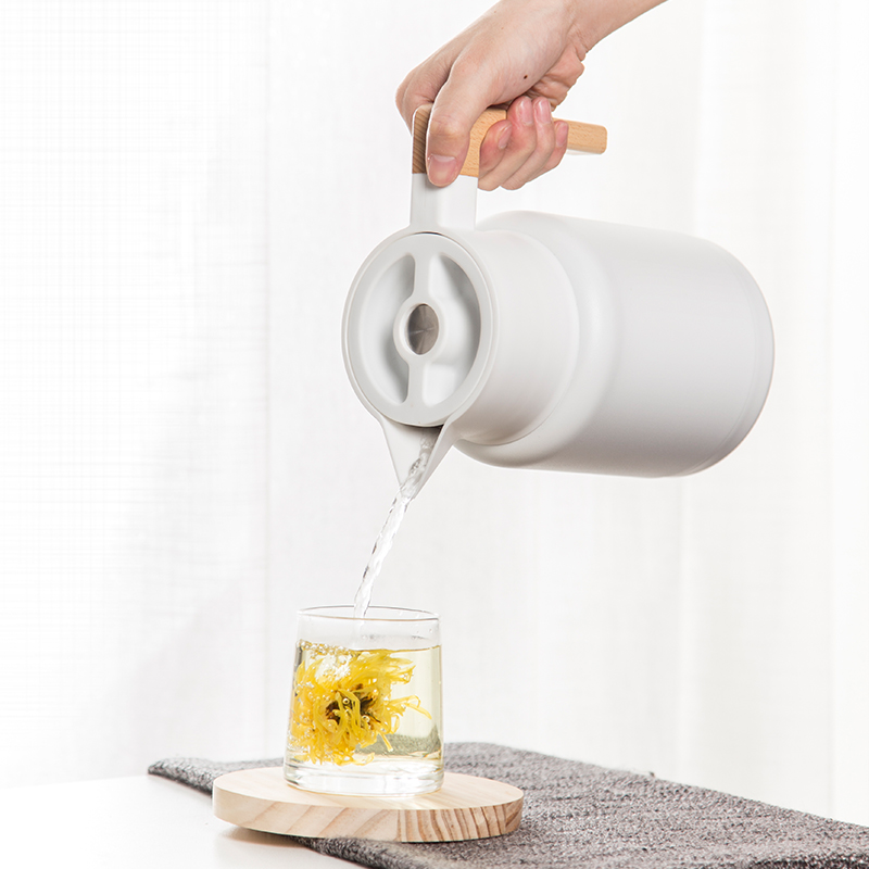 本因Boii保温壶家用保温水壶大容量便携热水瓶热水壶保温瓶暖水壶 檀木黑1.3L