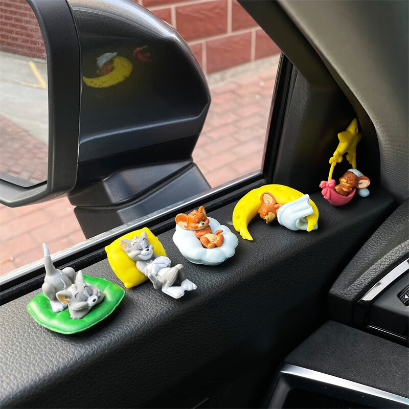 小摆件车载窗边网红女生猫和老鼠汤姆杰瑞 全家福5个【90%的人选择】