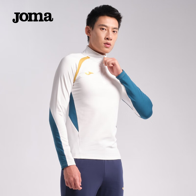 JOMA反绒长袖运动T恤男卫衣保暖速干半拉链训练服跑步篮球足球运动服 白色 XL