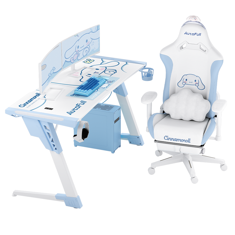 傲风AutoFull 玉桂狗联名款 电竞桌椅套装台式电脑桌书桌办公桌 大耳狗 直播主播桌子 玉桂狗联名桌椅套装(8.5发货)