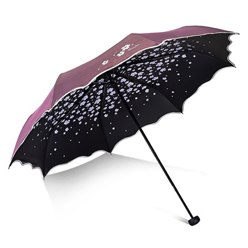 天堂伞 雨伞太阳伞遮阳防晒女黑胶防紫外线晴雨伞高档礼品小黑伞 紫色