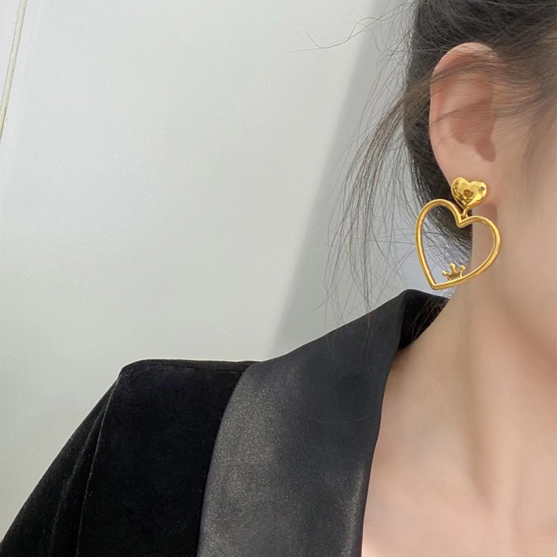 夸张年轻款999足金耳饰女生气质时尚百搭耳钉 黄金耳环新款一对约7