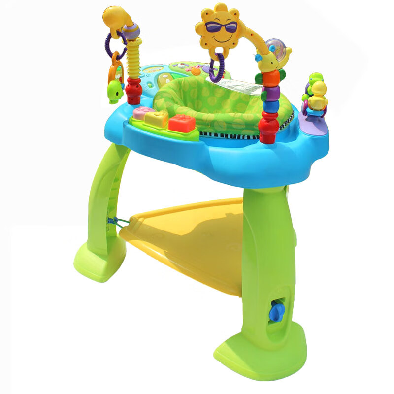 汇乐696多功能跳跳蹦跳椅婴儿安全坐椅健身架电子琴半岁6-12个月宝宝早教音乐玩具 蓝绿色 跳跳椅