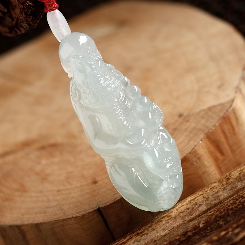 石之富缅甸天然翡翠a货冰种罗汉玉吊坠挂件12.91克
