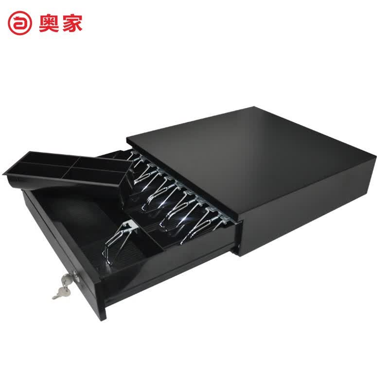 奥家钱箱带锁 收银箱 收款箱黑白色盒加厚接收银机三档锁智能钱箱通用款放钱盒子钱匣子 五格三挡（大钱箱）黑色高性价比高么？