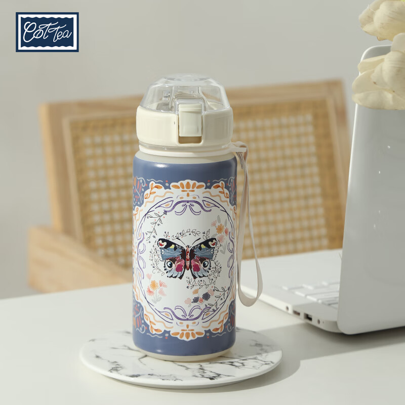 TAEFAIR蝴蝶弹跳杯Tritan茶水分离儿童成人便携办公室含茶滤泡果茶饮水杯 C-镜框蝴蝶Tritan弹跳杯650ml