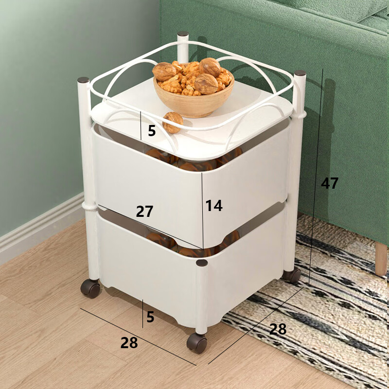 郝客来(haokelai)旋转置物架小推车落地多层零食果蔬菜篮子家用收纳储