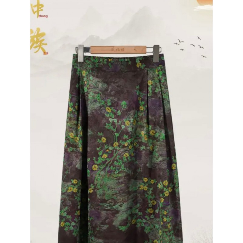 【特价捡漏】高档轻奢品牌重磅红云纱提花罗碎花半身裙年轻复古裙子女