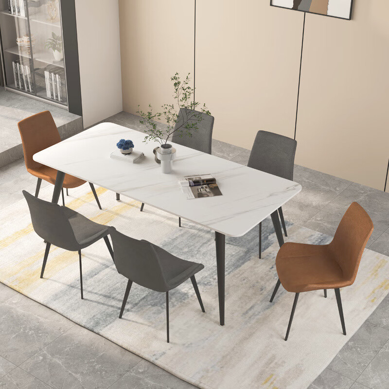 家用简约套房客厅饭桌餐厅长方形餐桌 雪山白(单桌) 120*70(桌子尺寸)
