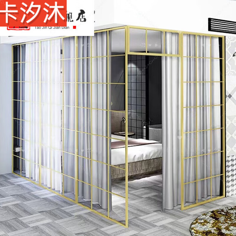 缦宛木隔断墙房间分隔隔房间隔板墙自装家用自己安装的分隔板出租房